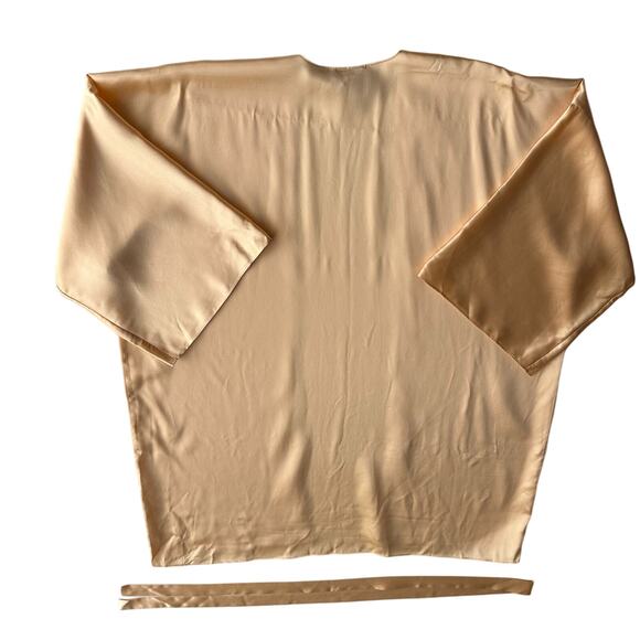 VTG Victorias Secret Rare Pre Gold Ventura Tag Silk Peach Kimono Robe One Size - Picture 2 of 8